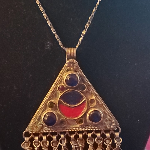 Huge Boho pewter  pendant with chain - Picture 3 of 4